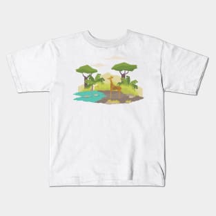 Geometric flat style deer in wildlife design Kids T-Shirt